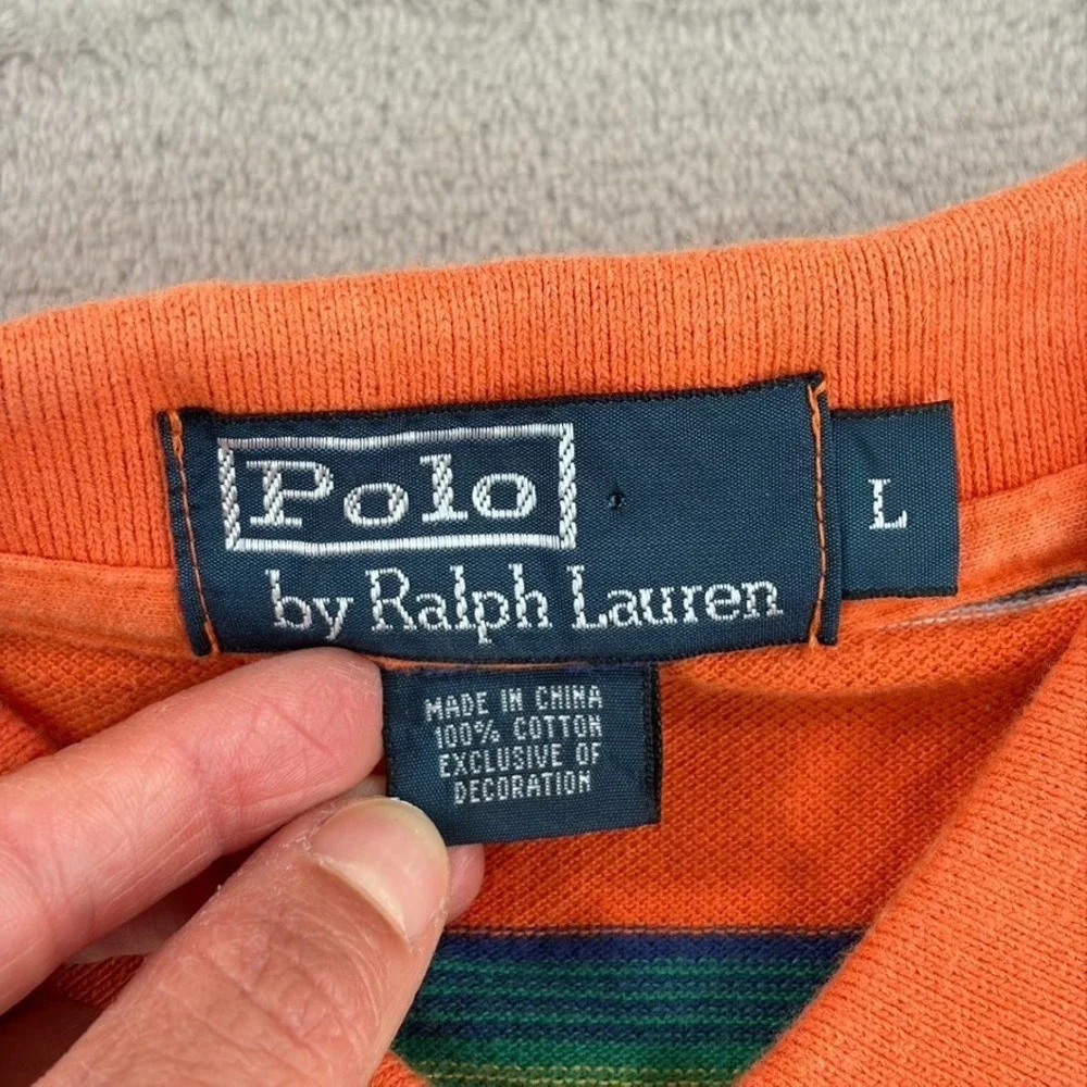 Vintage Polo Ralph Lauren Western Serape Blanket Striped Polo Shirt Men Large